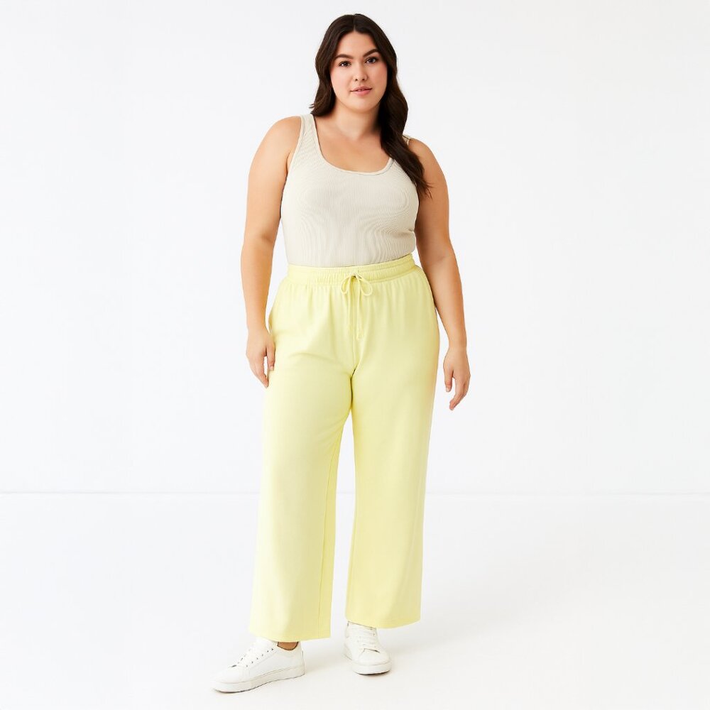 A318 • Soft Lemon Wide-Leg Lounge Pants